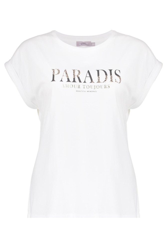 BASIC T SHIRT PARADIS 52117 41 Off-white/Black/Gold